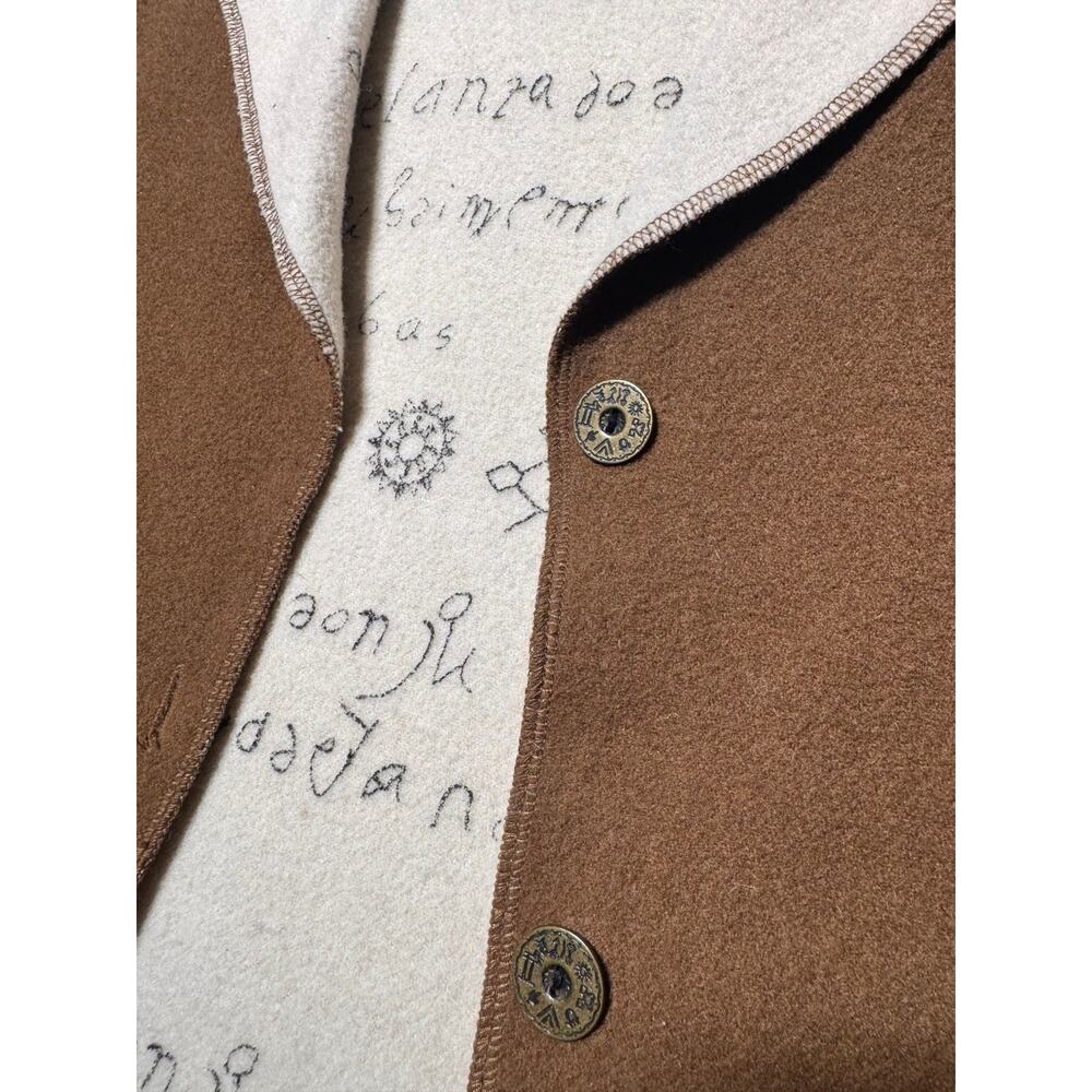 Chico's Tailored Jacket Women's 3 Brown Writing Scriptures Print Button Front - Picture 9 of 15